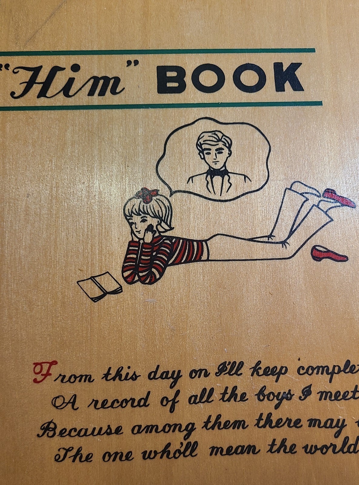Vintage 1940s “HIM” Book” Wooden Cover Boards 14 Clean Pages Signed VG Japan