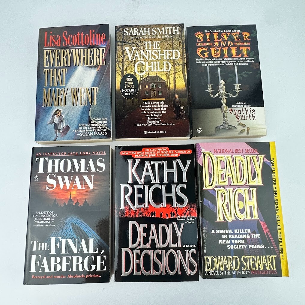 Lot of 6 Thriller Murder Mystery Crime PB Novels Multiple Titles and Authors