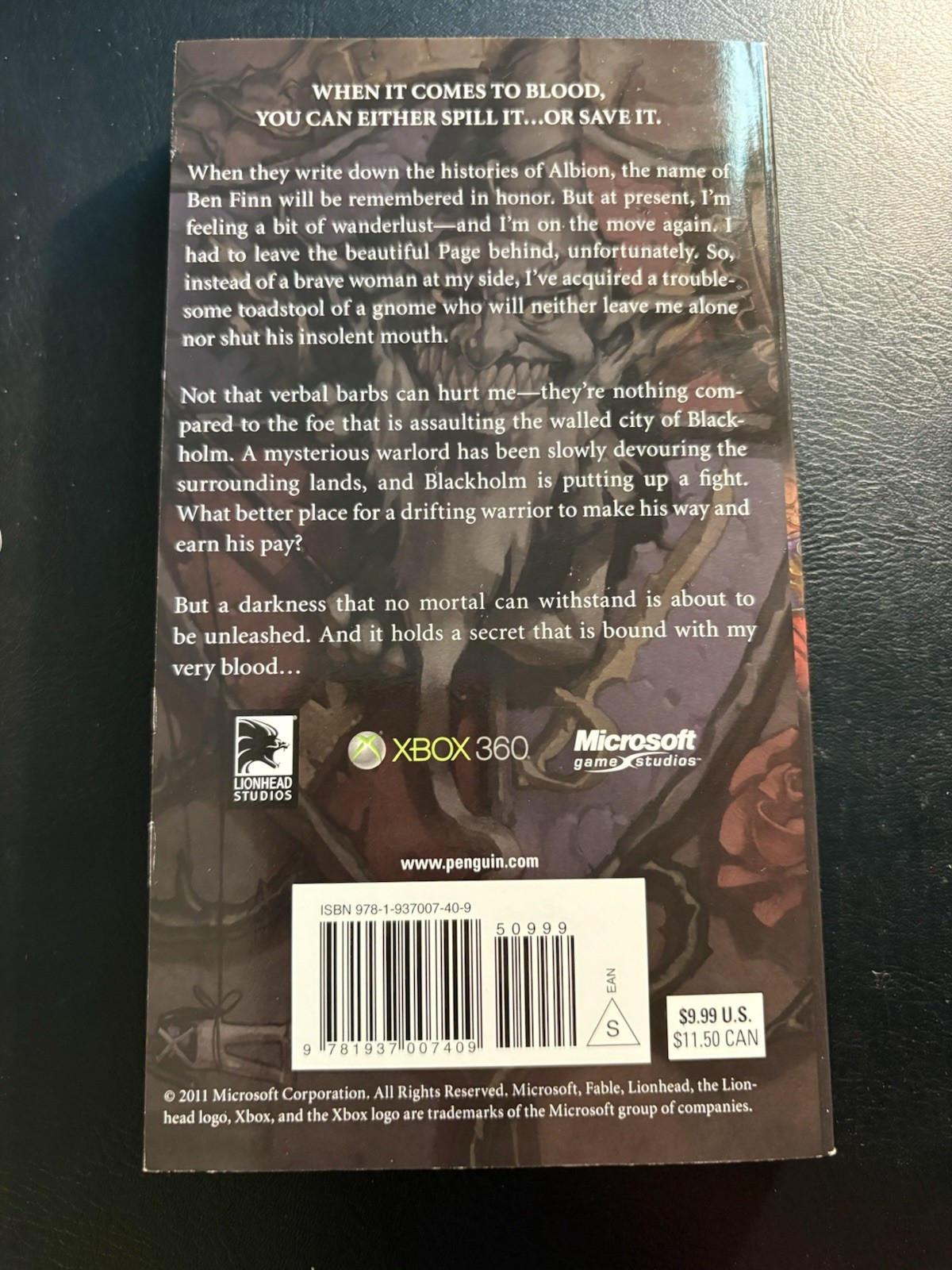 Fable Blood Ties Peter David 2011 1st Print PB Xbox Lionhead Rare Dye Pack Code