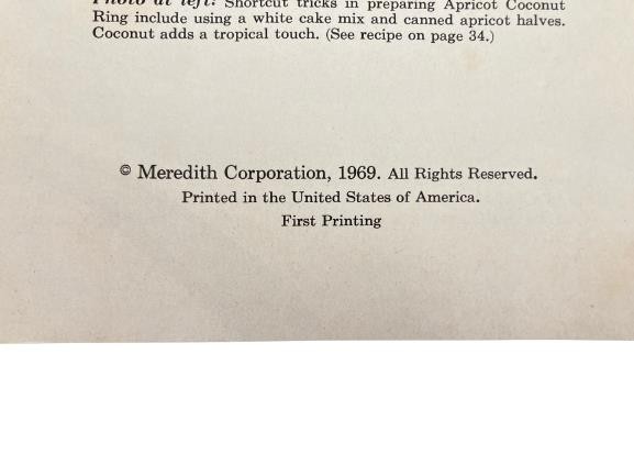 1969 Shortcut Cooking Paperback Meredith Corporation