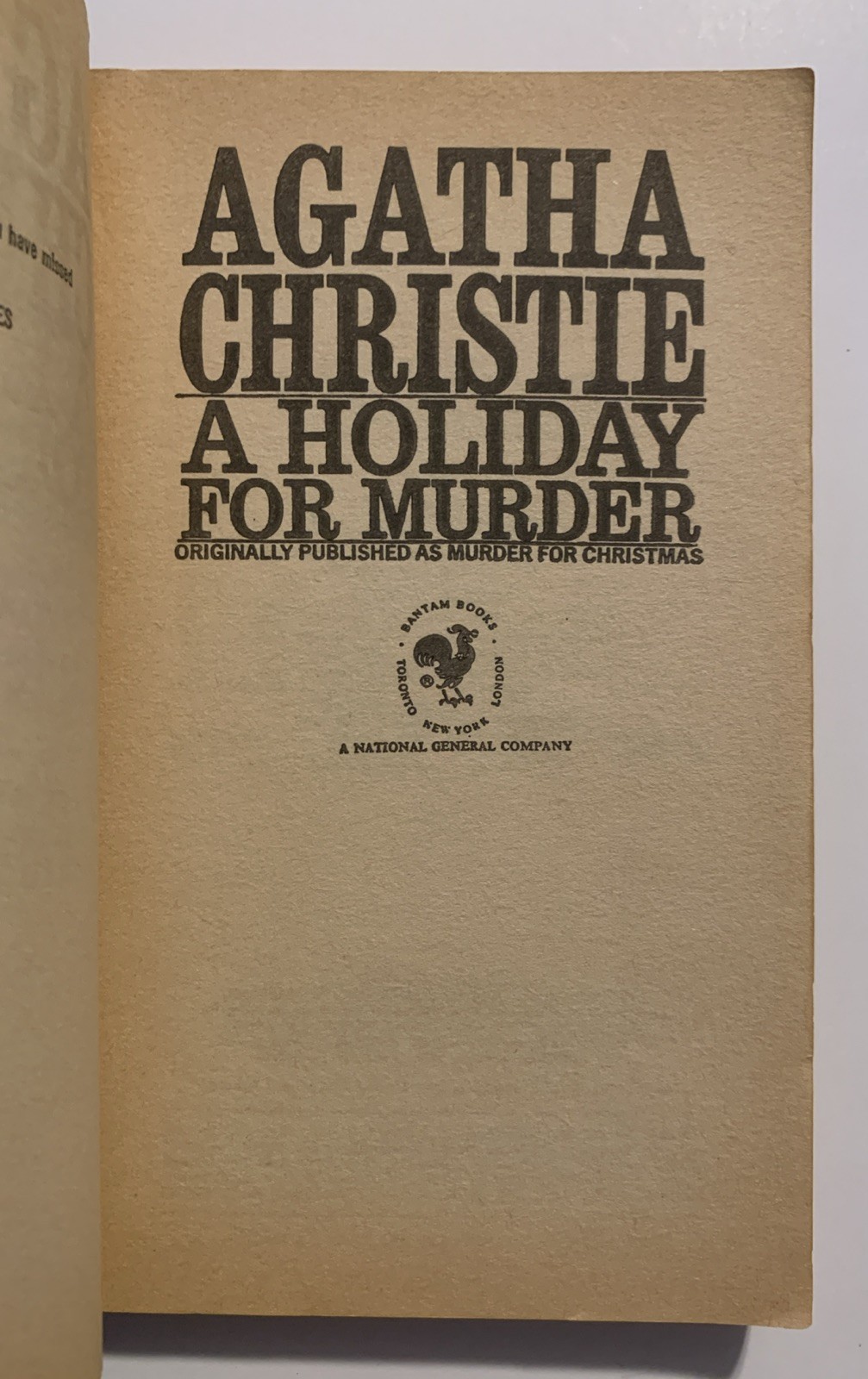 A Holiday For Murder (Agatha Christie, Bantam Books, Poirot, 1969, US)