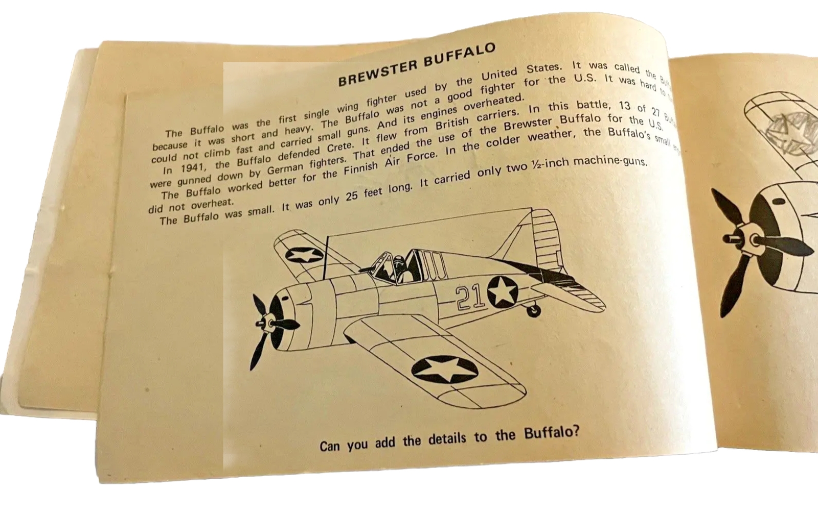 Coloring Book WWII Fighter Planes Design Draw 46 pages Softcover 1980 Vintage