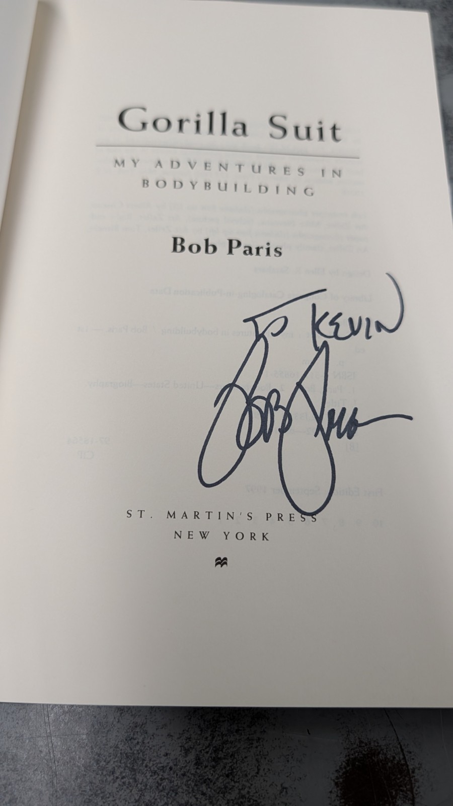 Bob Paris Gorilla Suit Signed 1st Edition 1997 HC Autographed Bodybuilding