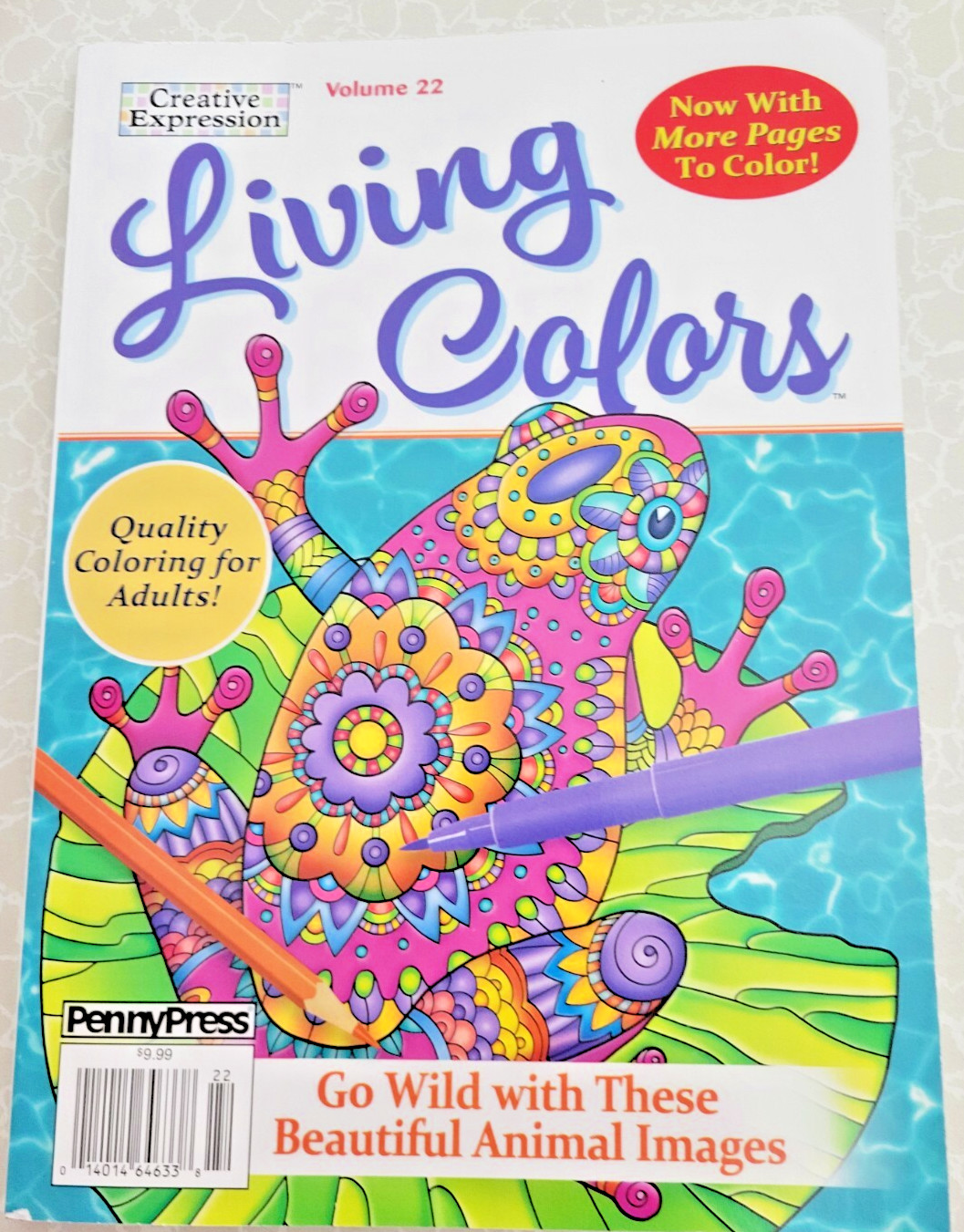 Living Colors ADULT COLORING BOOK by Penny Press -Creative Expressions Volume 22