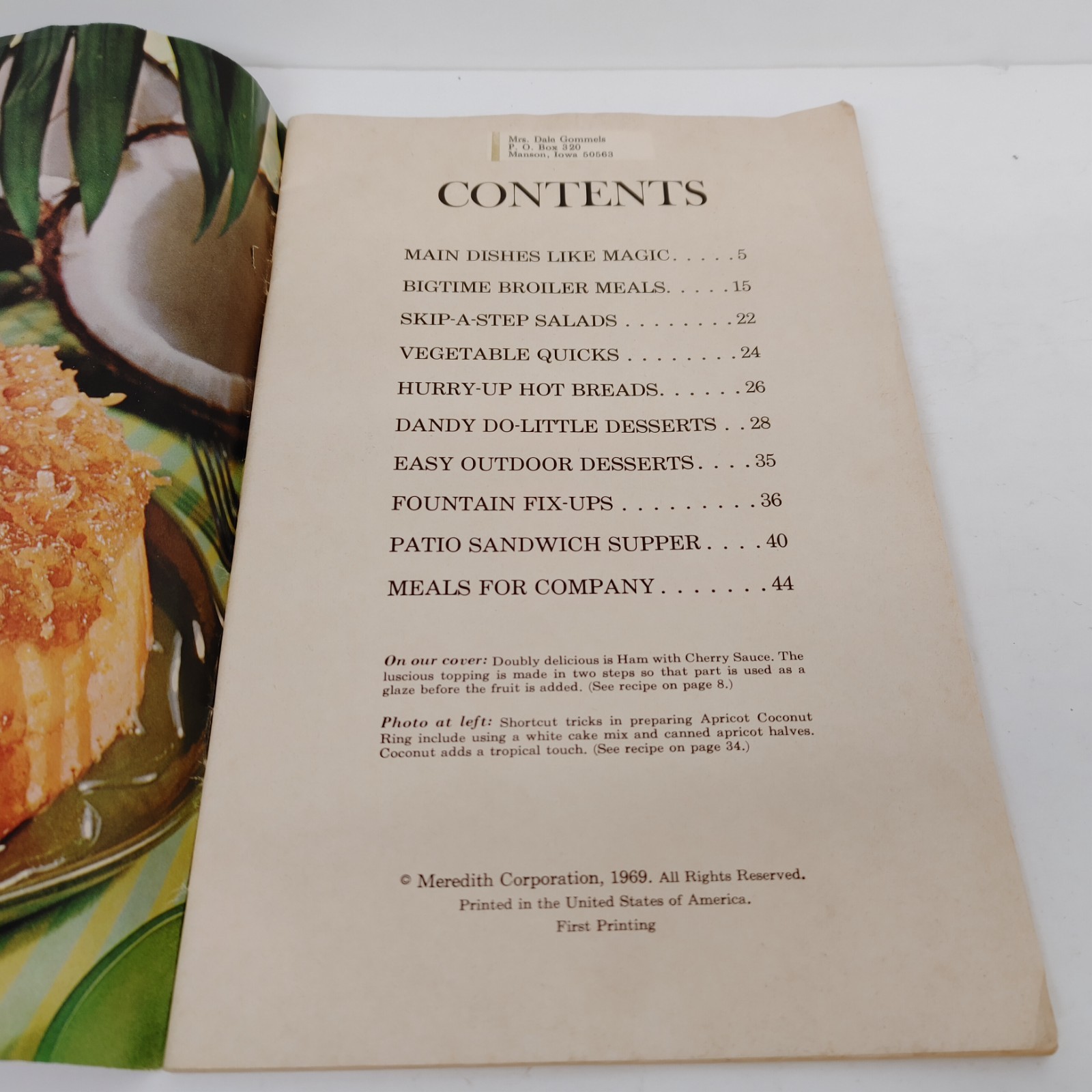 Shortcut Cooking 1969 Paperback Booklet Cook Book