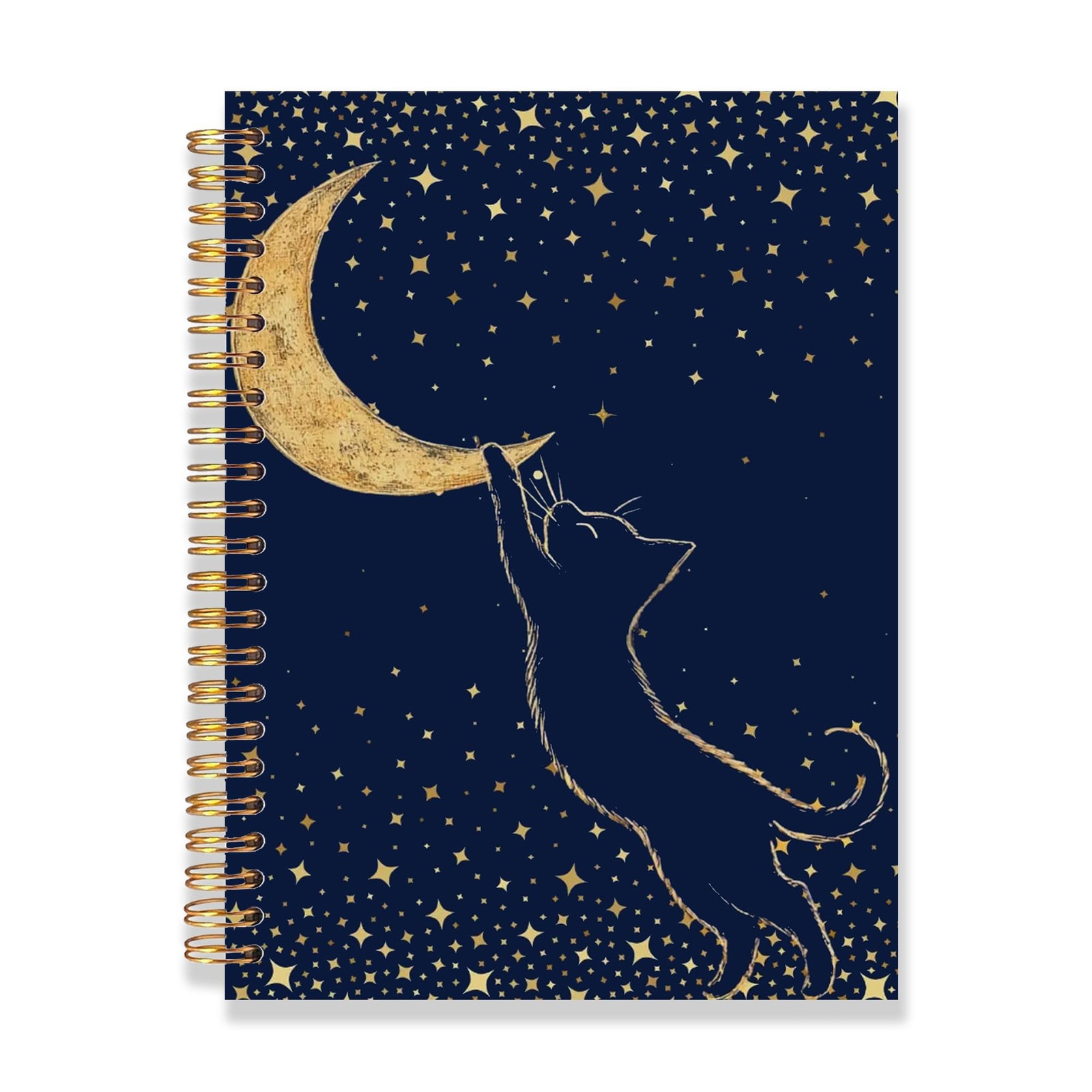 Cat and Moon Notebook 8.3×5.5 Inches – Starry Night Aesthetic Journal with Sp…