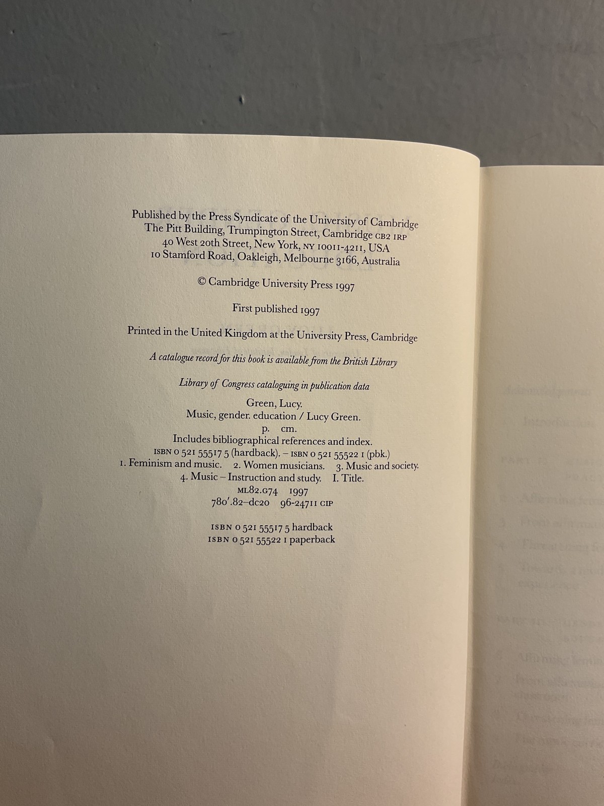 Music, Gender, Education by Lucy Green – First Edition Hardback Cambridge 1997