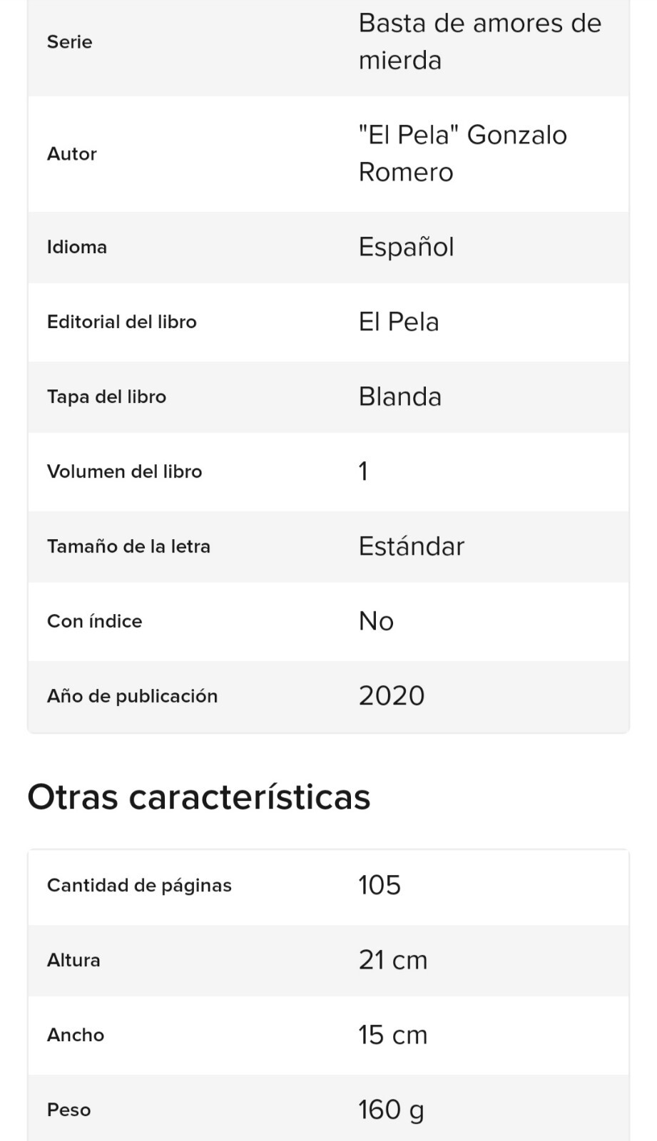 LIBRO”BASTA DE AMORES DE MIERDA”, VOL. 1 PAPEL De Pela Gonzalo Romero Español