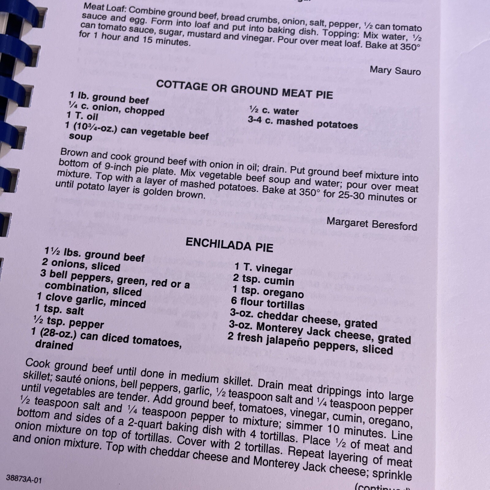 Morgantown WV cook book cookbook 2001 community spiral 104 pages of recipes