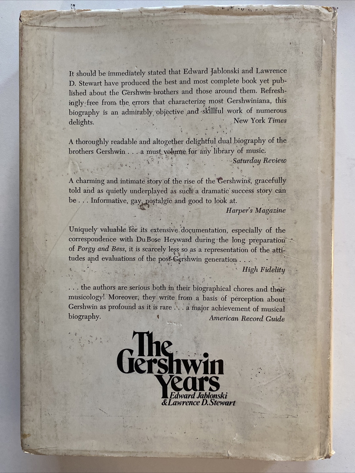 The Gershwin Years by Lawrence Stewart Edward Jablonski 1973 Hardcover Revised