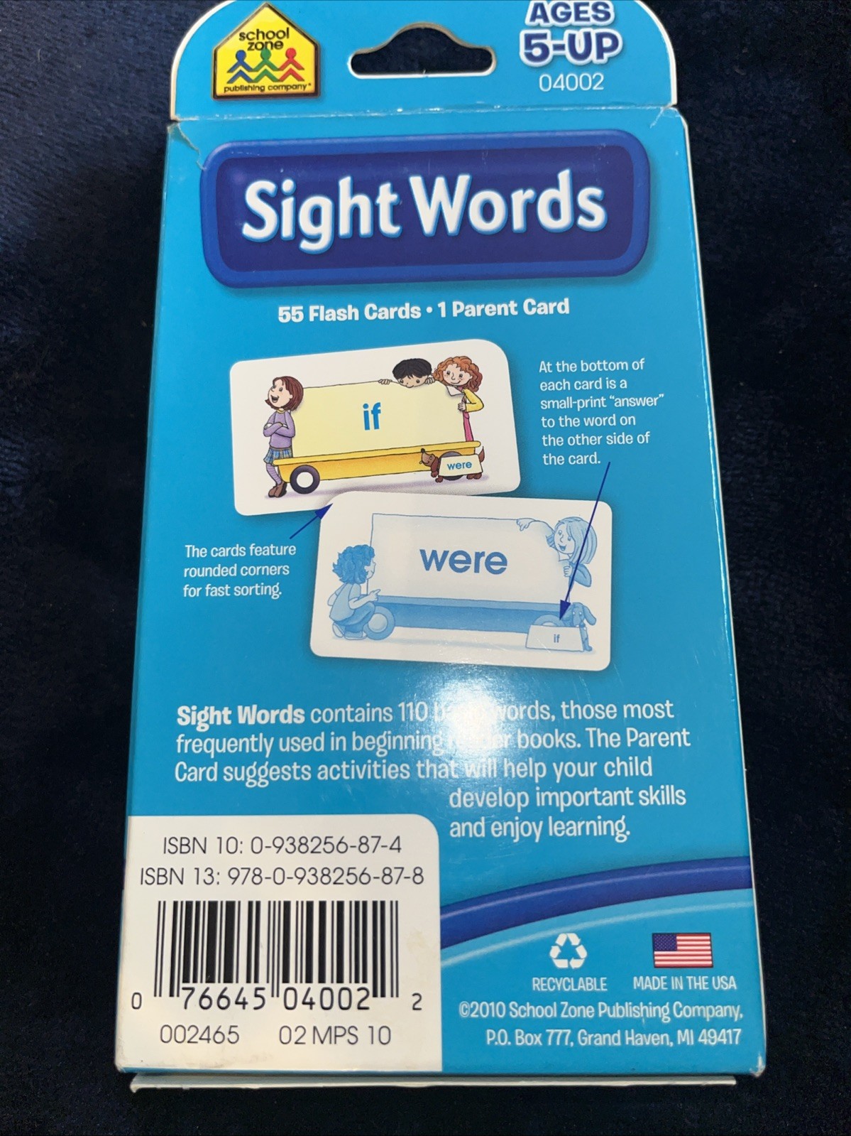 Sight Words : 55 Flash Cards by School Zone Publishing Company Staff (2019,…