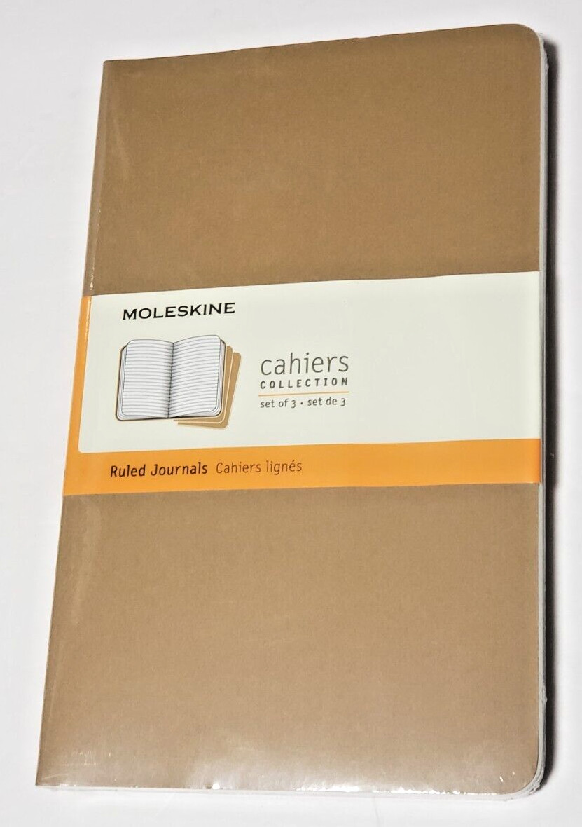 Moleskine cahiers, set of 3, ruled journals, 5 X 8.25 in., brown, soft cover