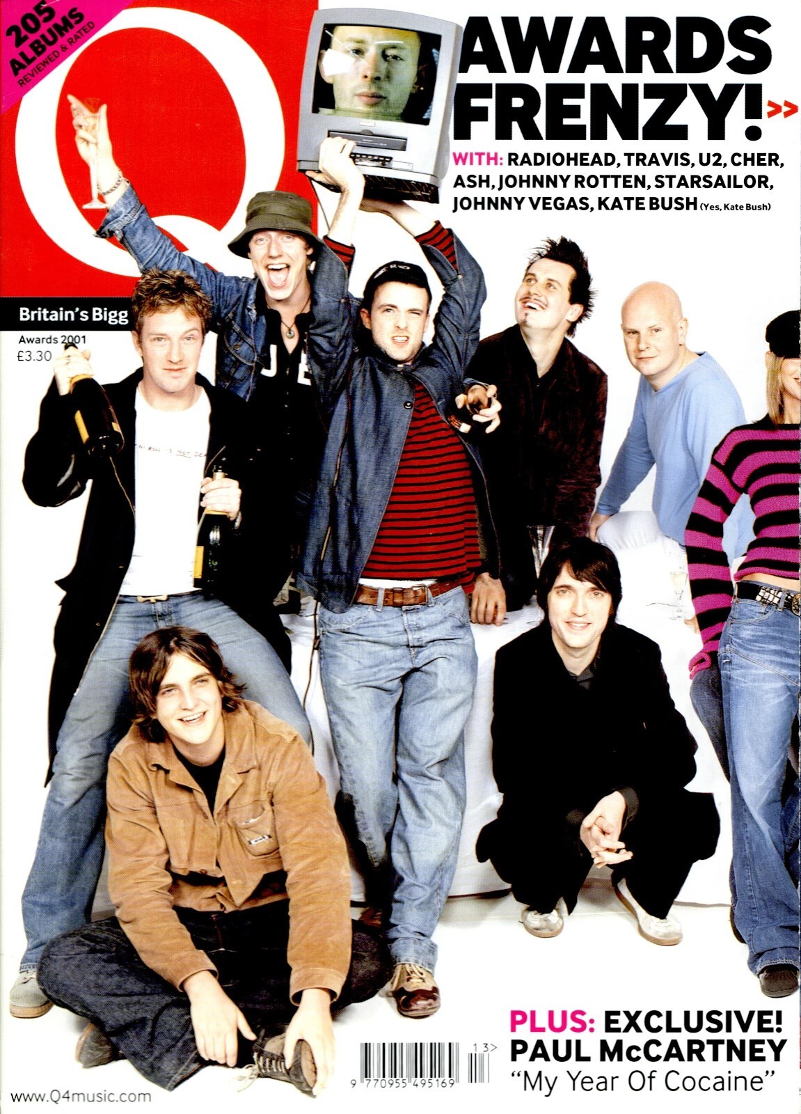 Q MAGAZINE – 194 PAGES – U.K. MAGAZINE – AWARDS 2001