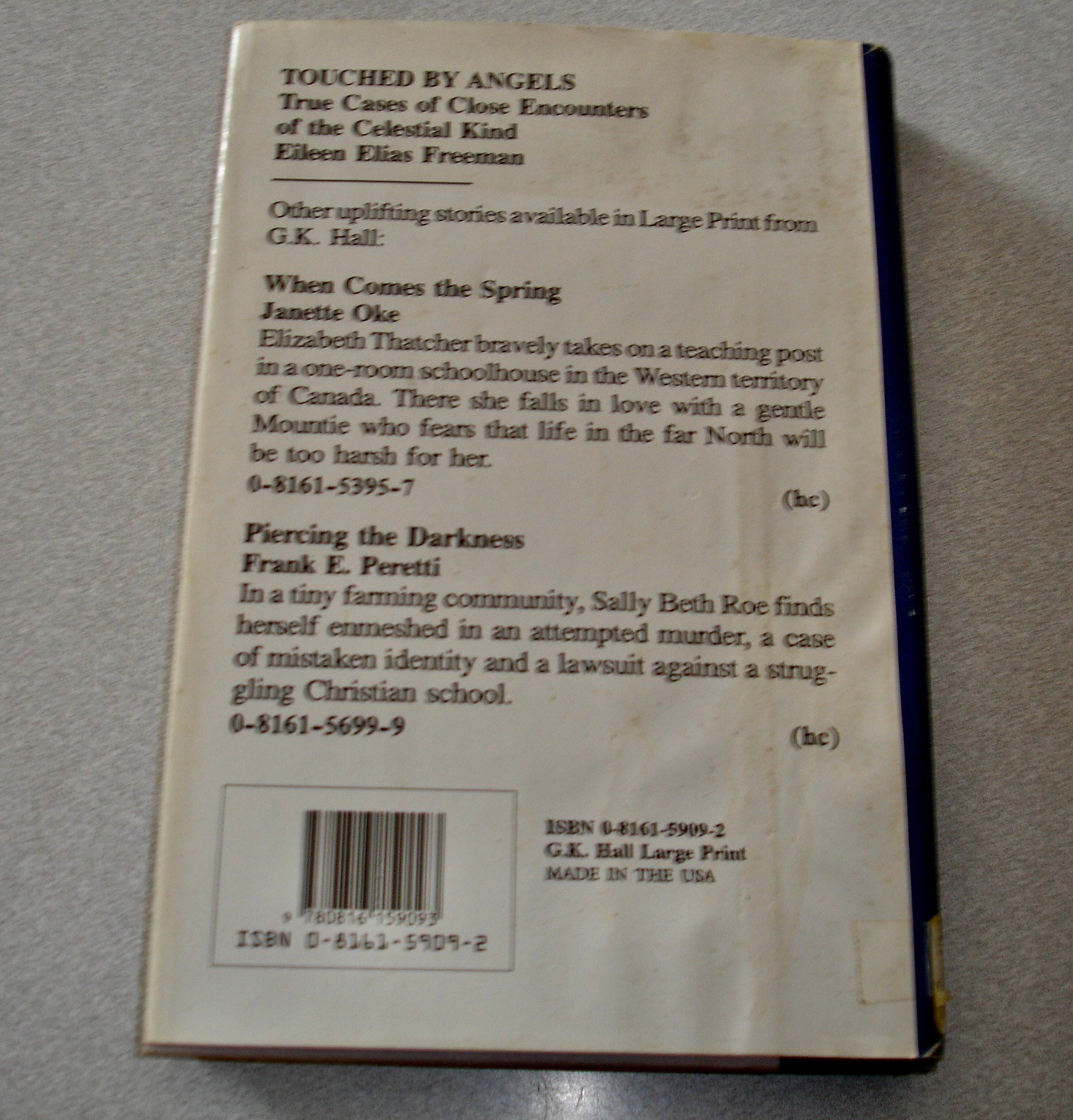 Touched by Angels – Hardcover By Freeman, Eileen Elias – LARGE PRINT 241 pages