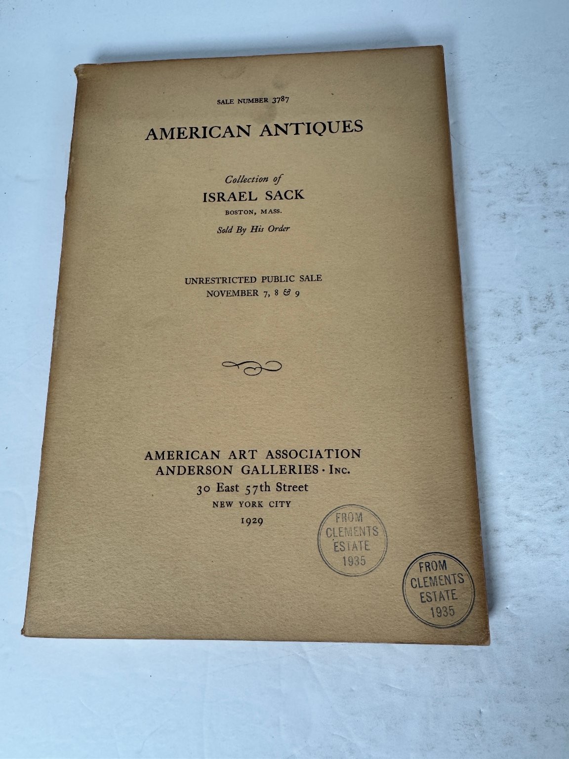 American Antiques Israel Sack Collection Auction Catalog Anderson Galleries NY
