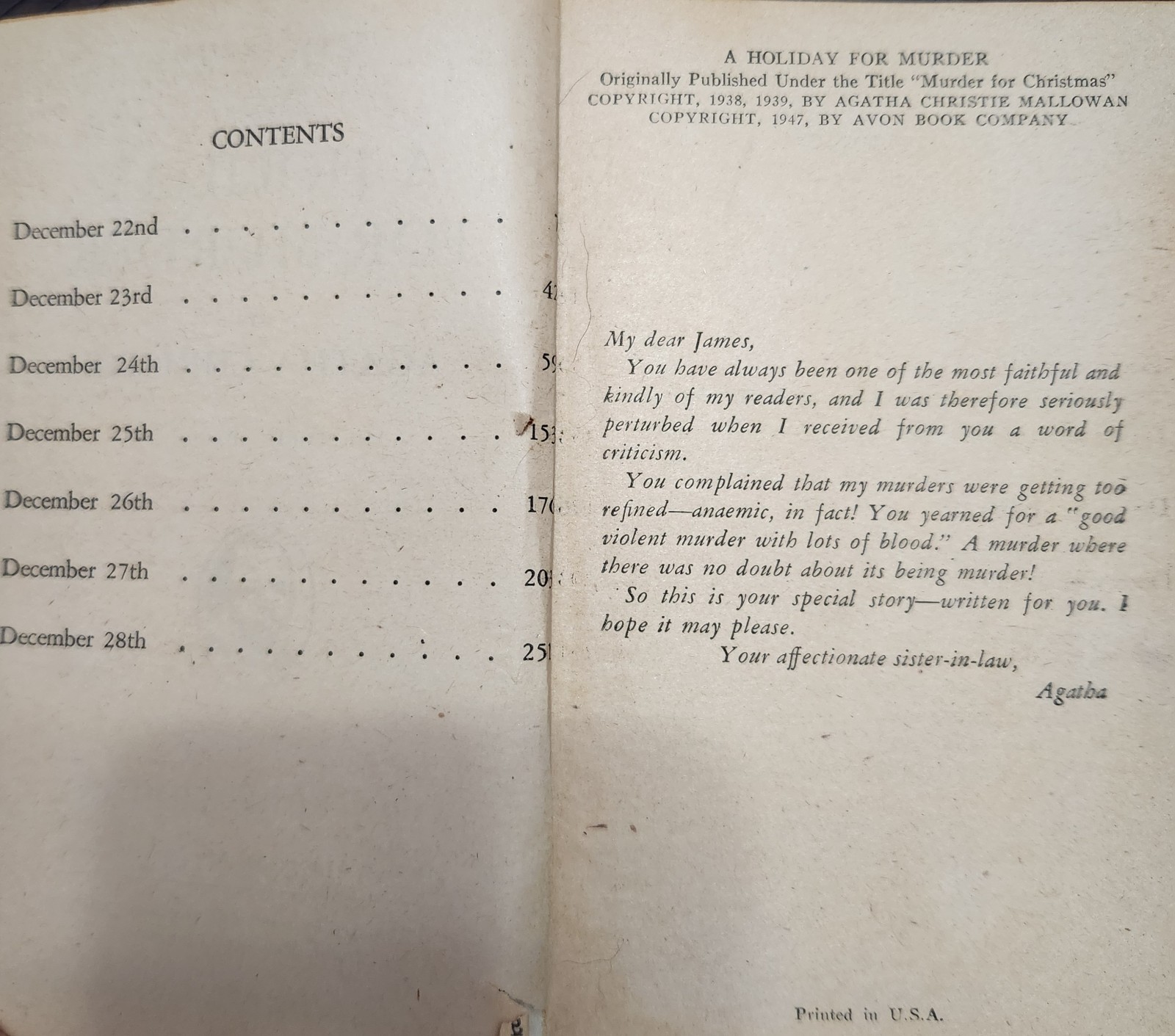 A Holiday for Murder Agatha Christie 1947 Avon Book Company