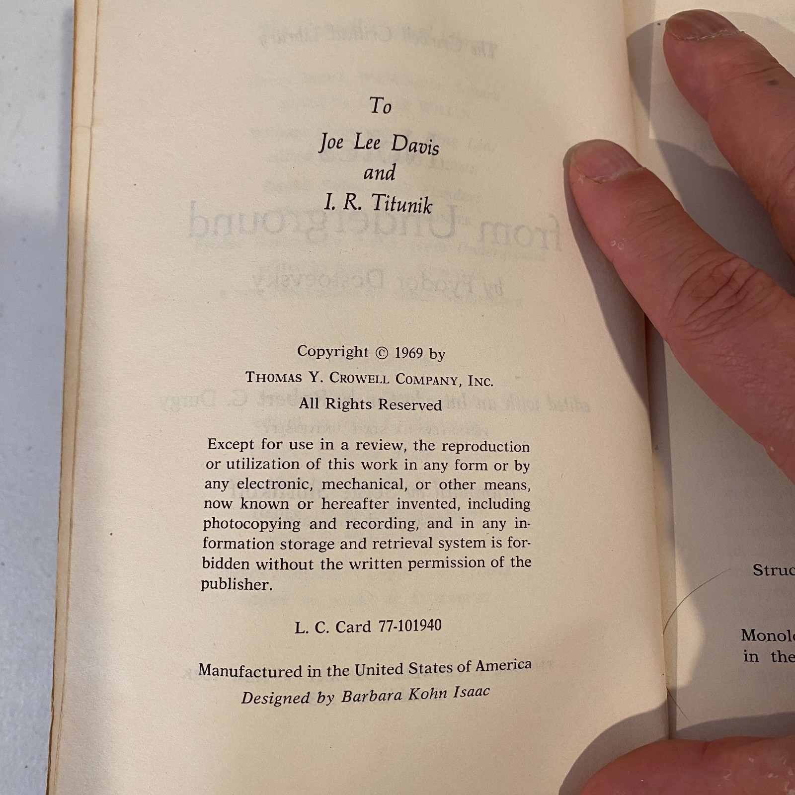 Notes from Underground Fyodor Dostoevsky Crowell Critical Library PB 1969 Durgy