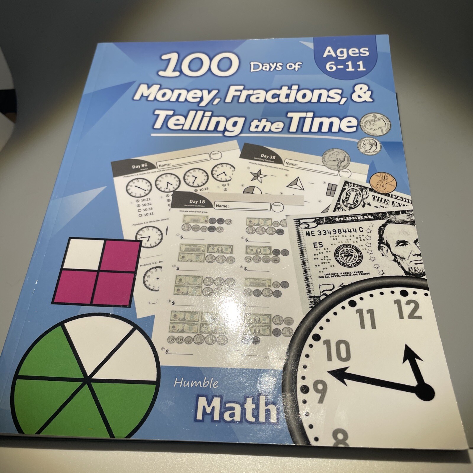 Humble Math – 100 Days of Money, Fractions, and Telling the Time : Workbook…