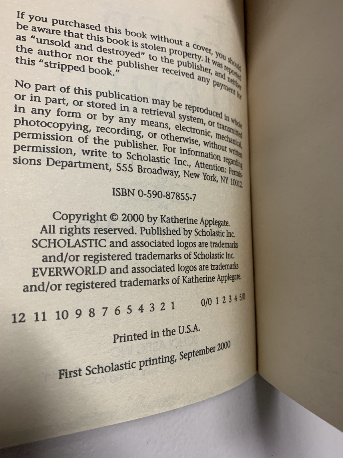 Everworld Complete 1-12 Set K.A. Applegate – Books 2-10 & 12 1st Ed 1st Print