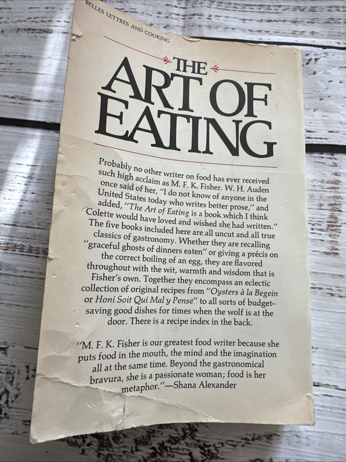 The Art of Eating M F K Fisher 1976 PB Cuisine Cooking Food Cookbook Recipes