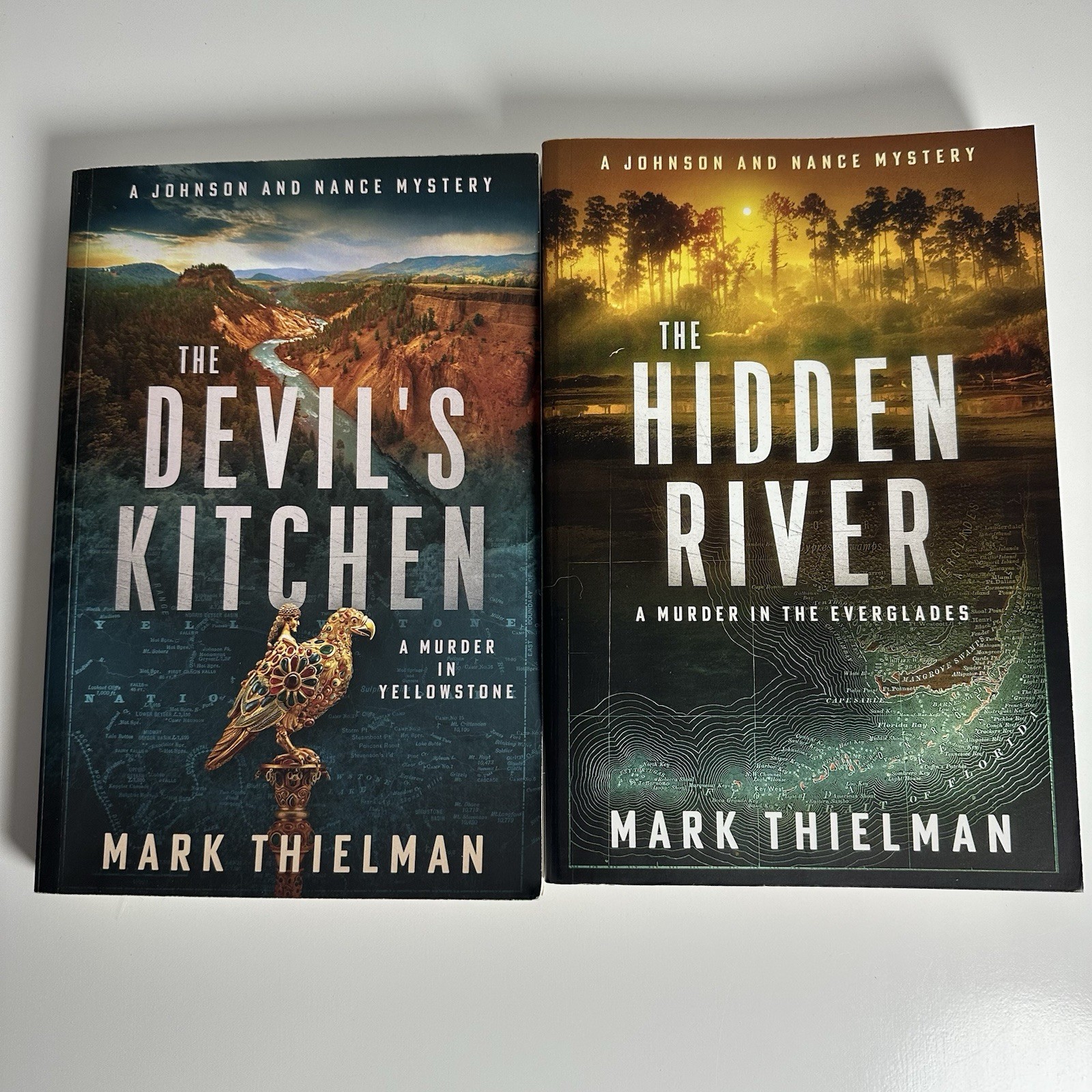 Johnson and Nance Mystery Mark Thielman 2 Book Lot Yellowstone Everglades #1 #2