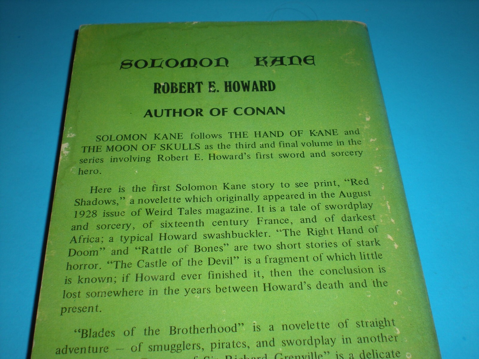 SOLOMON KANE Robert E Howard 1971 Paperback Centaur Press 126 Pages Pre Conan