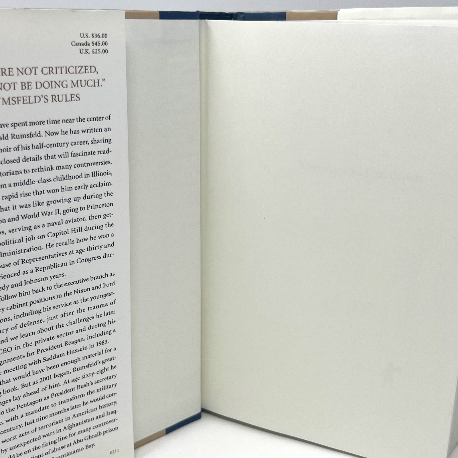 Donald Rumsfeld Known and Unknown A Memoir Hardcover Book