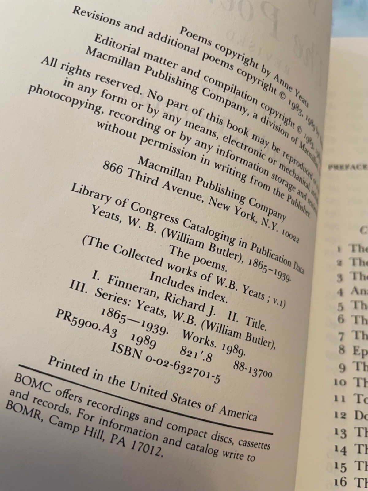 BOOK The Collected works of W B YEATS The Poems Volume 1 Revised Hardcover