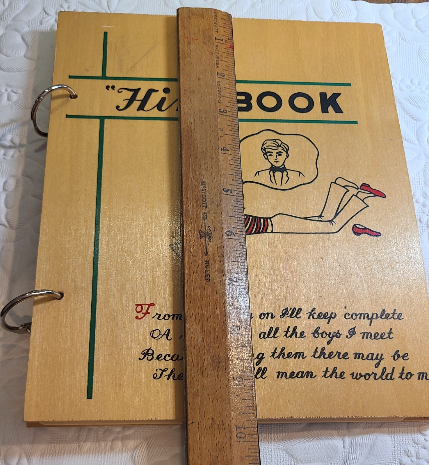 Vintage 1940s “HIM” Book” Wooden Cover Boards 14 Clean Pages Signed VG Japan