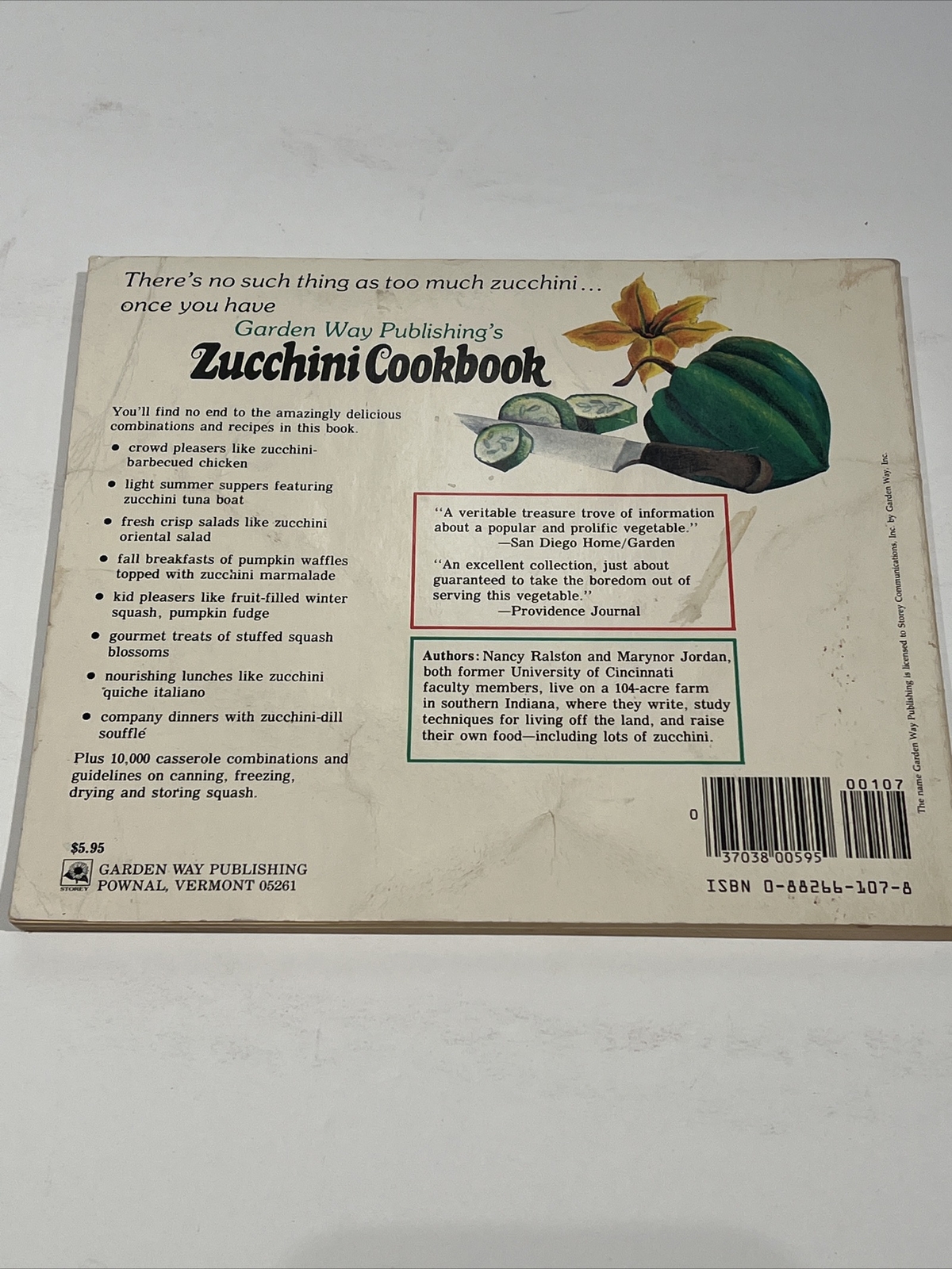 Vintage 1986 Garden Way’s Zucchini Cookbook and Other Squash by Ralston & Jordan