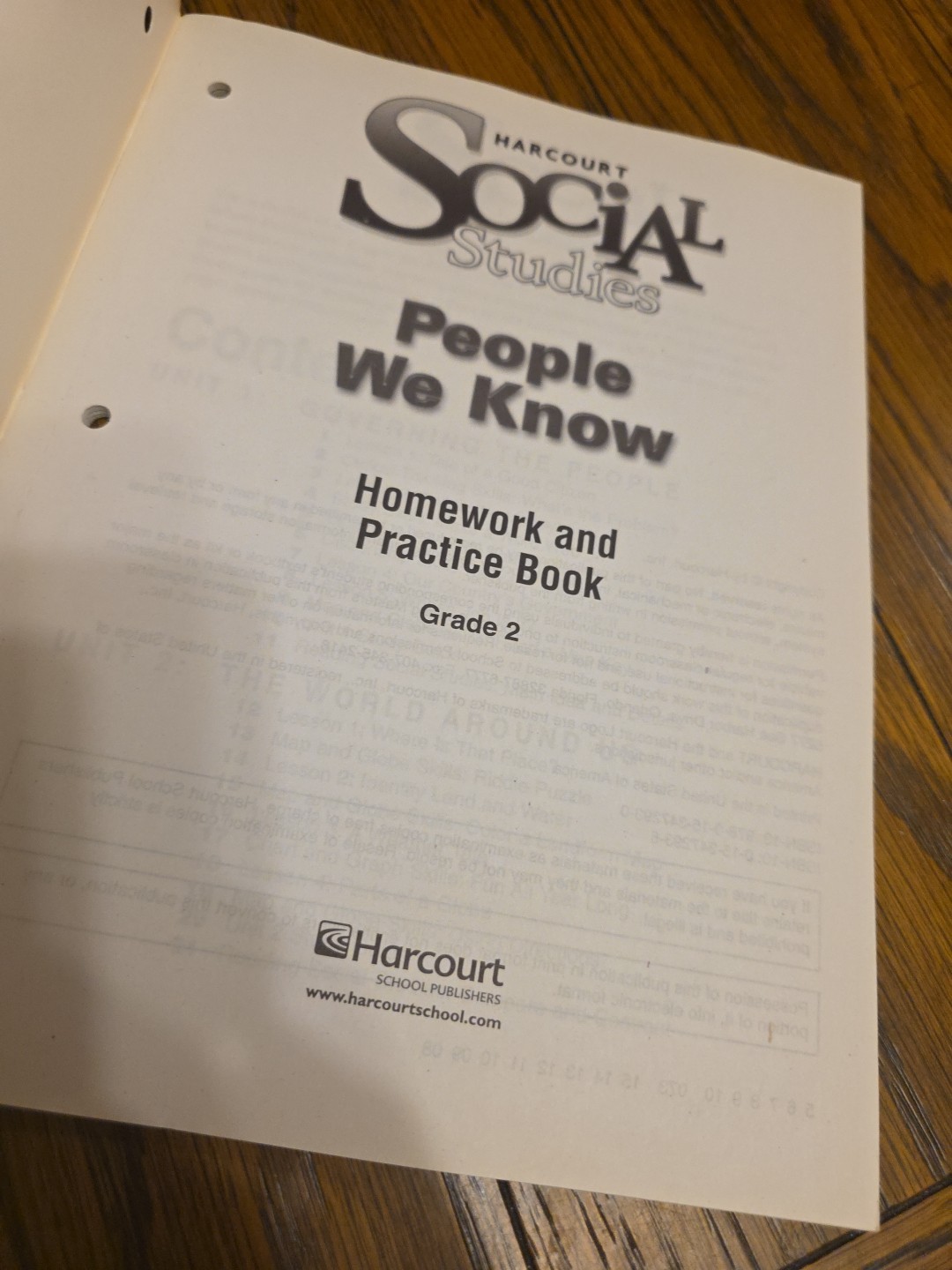 Harcourt Social Studies People We Know Homework and Practice Book, Grade 2 by H,