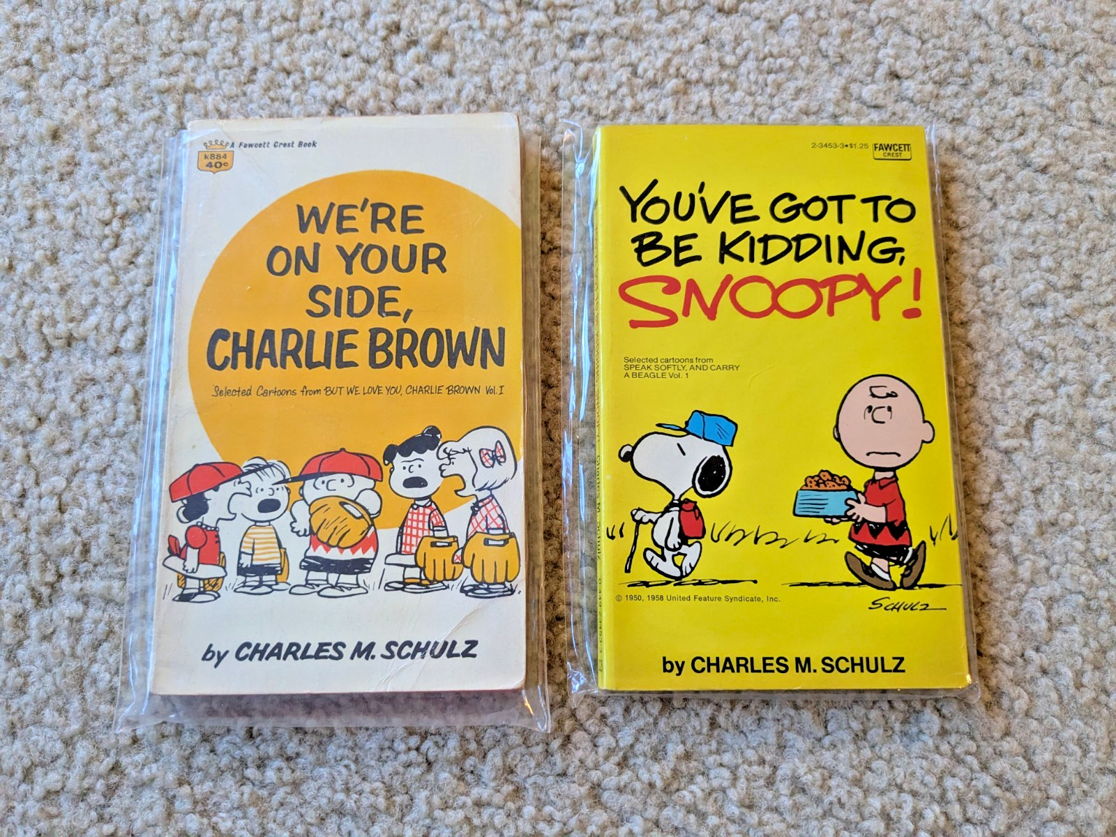 Lot Of 2 Peanuts Charlie Brown Vintage Books by Charles M Schulz 1960s & 1970s
