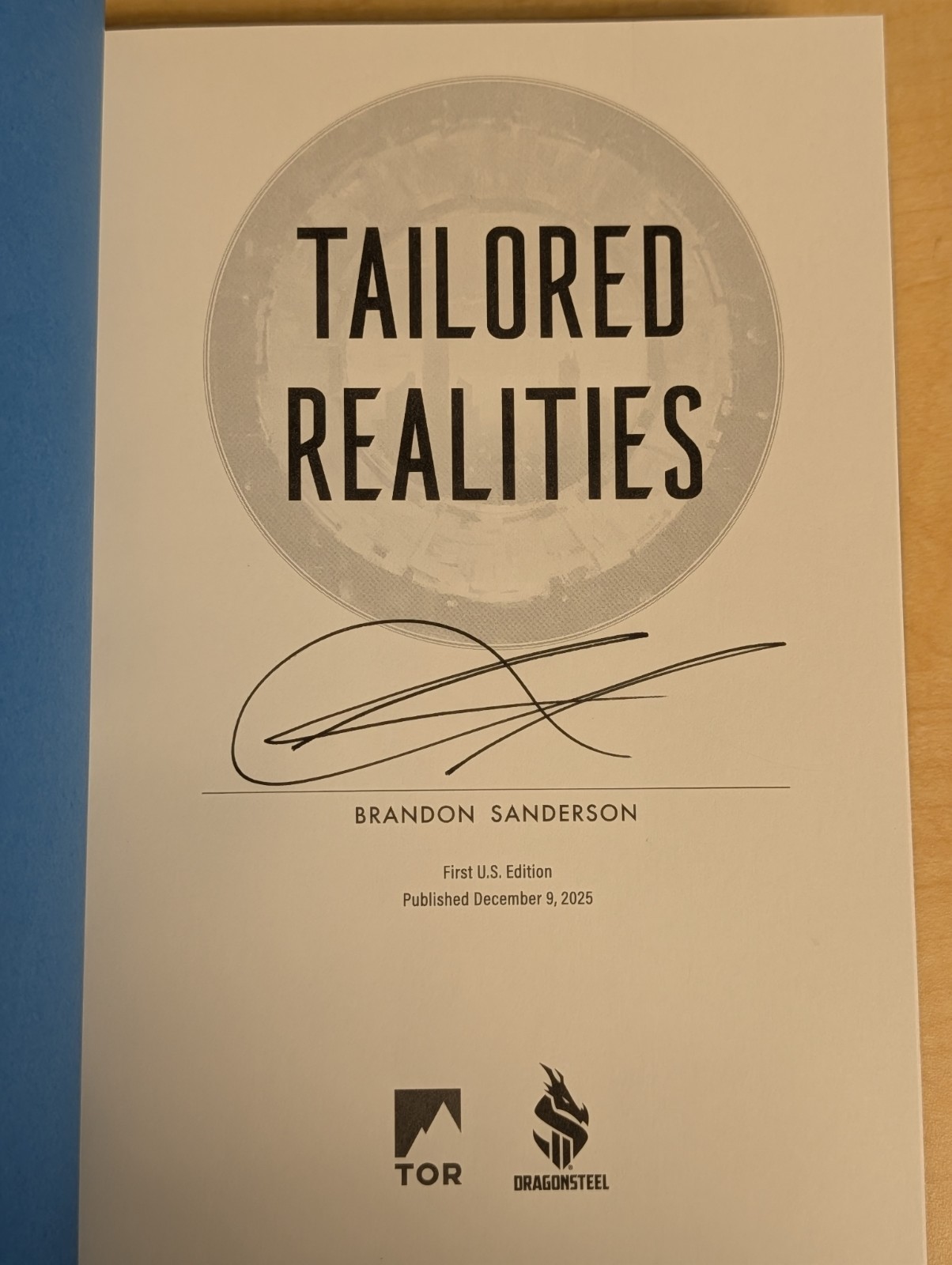 📚Brandon Sanderson TAILORED REALITIES Tor SIGNED 1st Edition Hardcover Sci-Fi