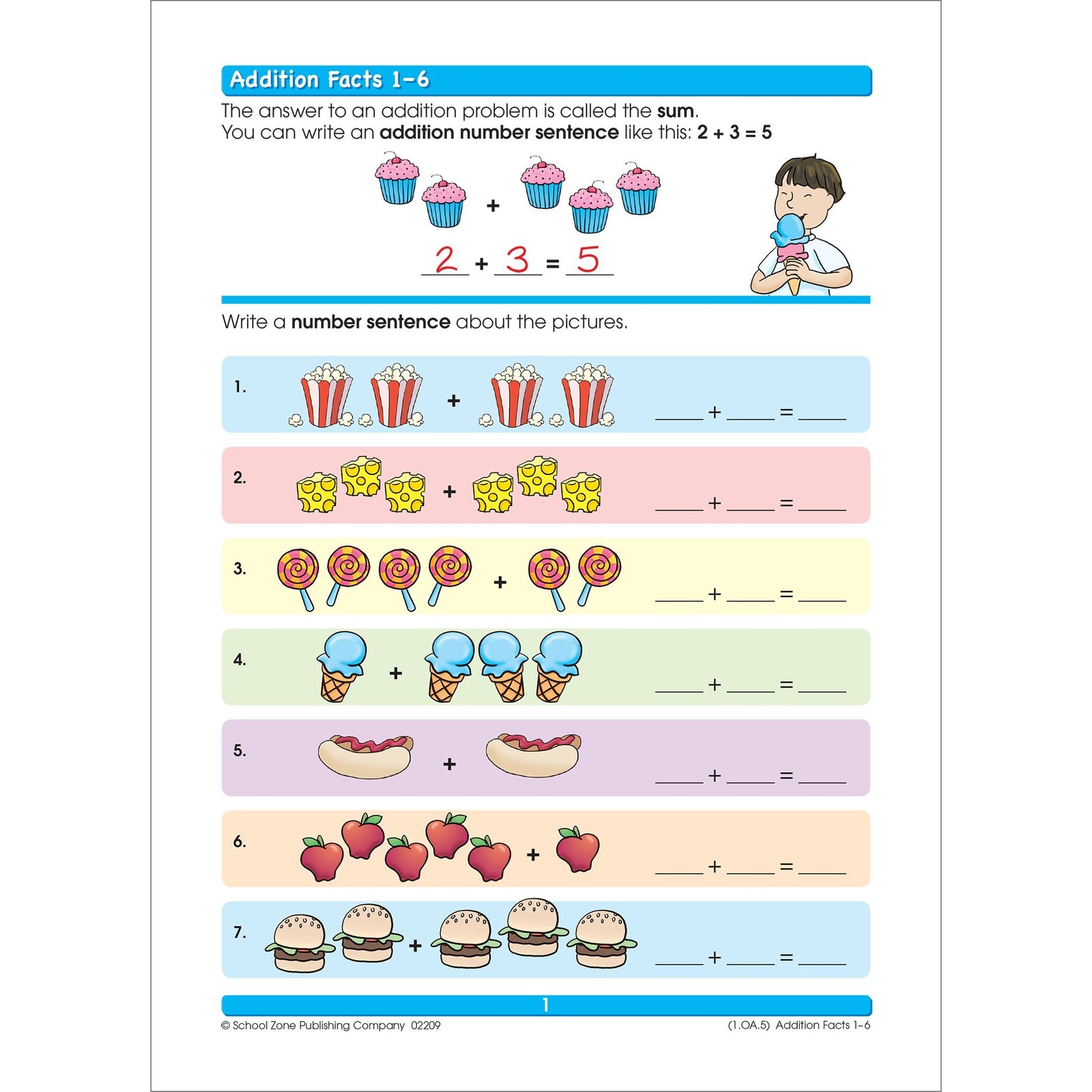 School Zone Addition & Subtraction Workbook: 64 Pages, 1st Grade, Multicolor