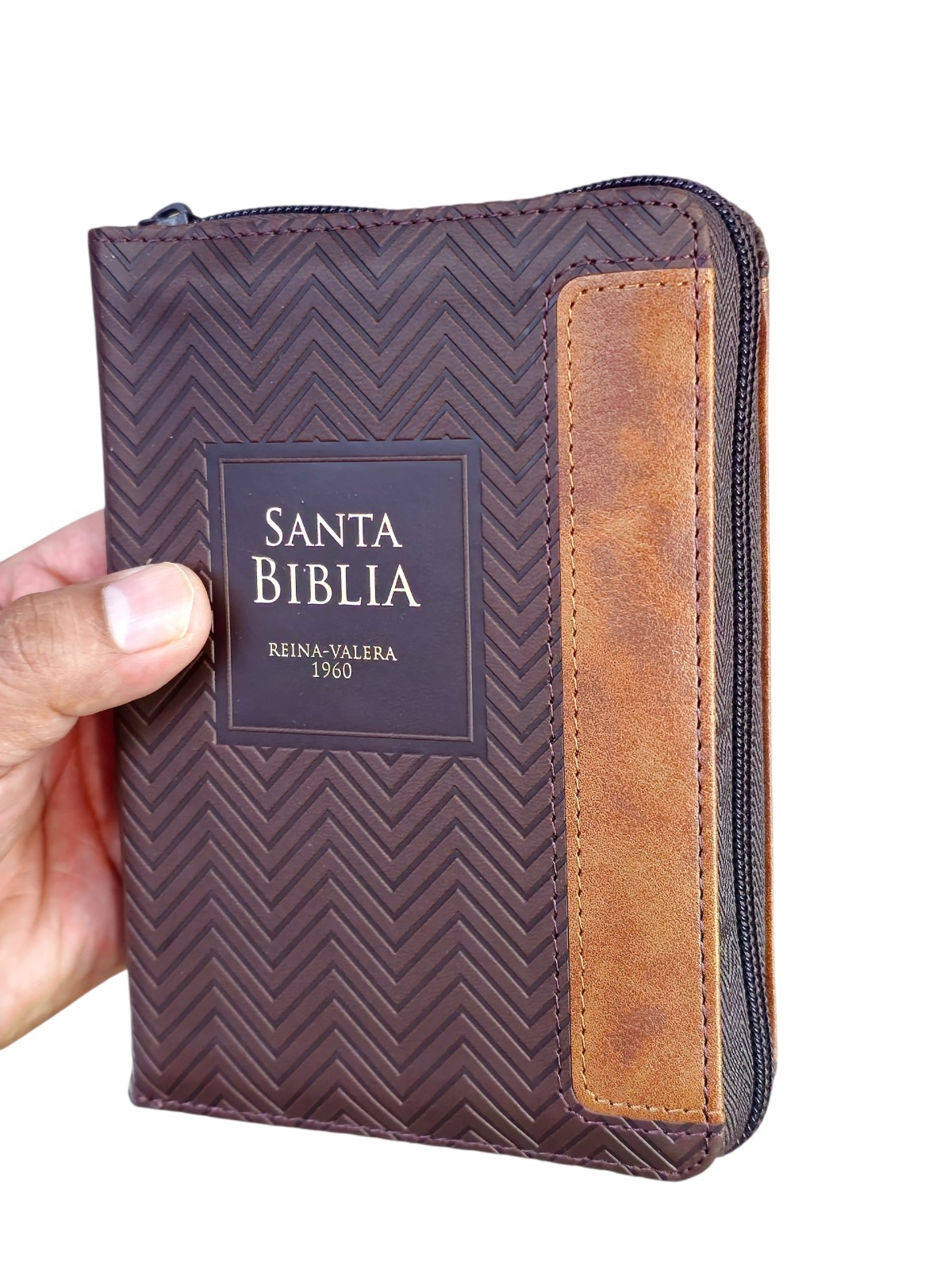 BIBLIA DE BOLSILLO REINA VALERA 1960 CON Cierre DUOTONO CAFÉ CON ÍNDICE