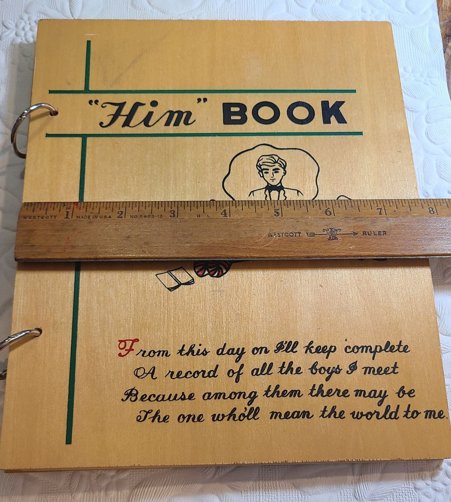 Vintage 1940s “HIM” Book” Wooden Cover Boards 14 Clean Pages Signed VG Japan