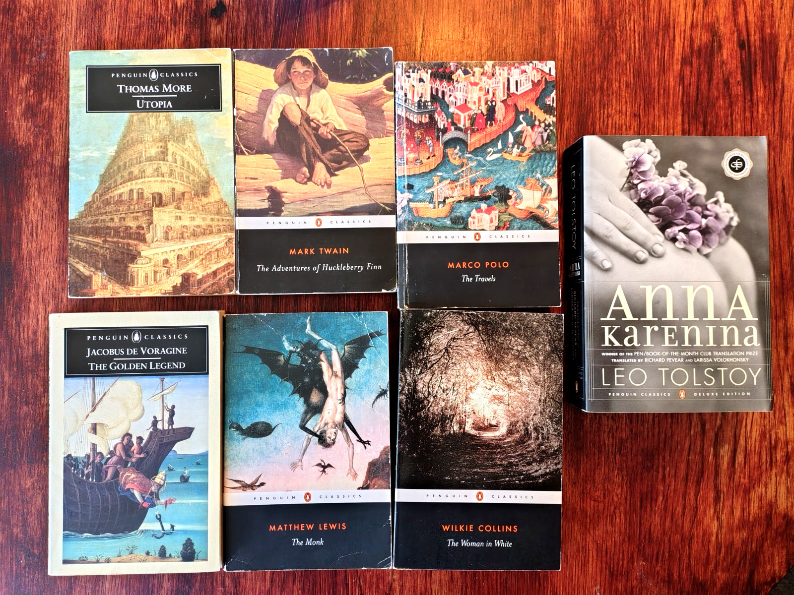 Lot of 7 Penguin Classics Paperbacks Marco Polo, Leo Tolstoy, Mark Twain & More