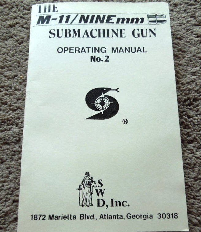 Cobray M-11 9mm SWD, Inc. Operating Book No2 24 Pages NEW