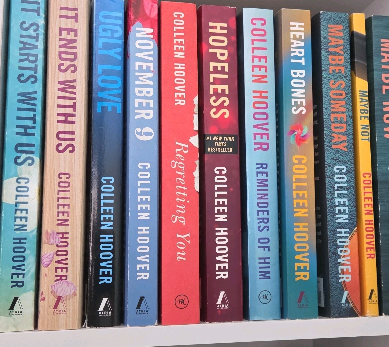 Colleen Hoover Romance Novels Paperback Book Bundle Fiction Lot Set