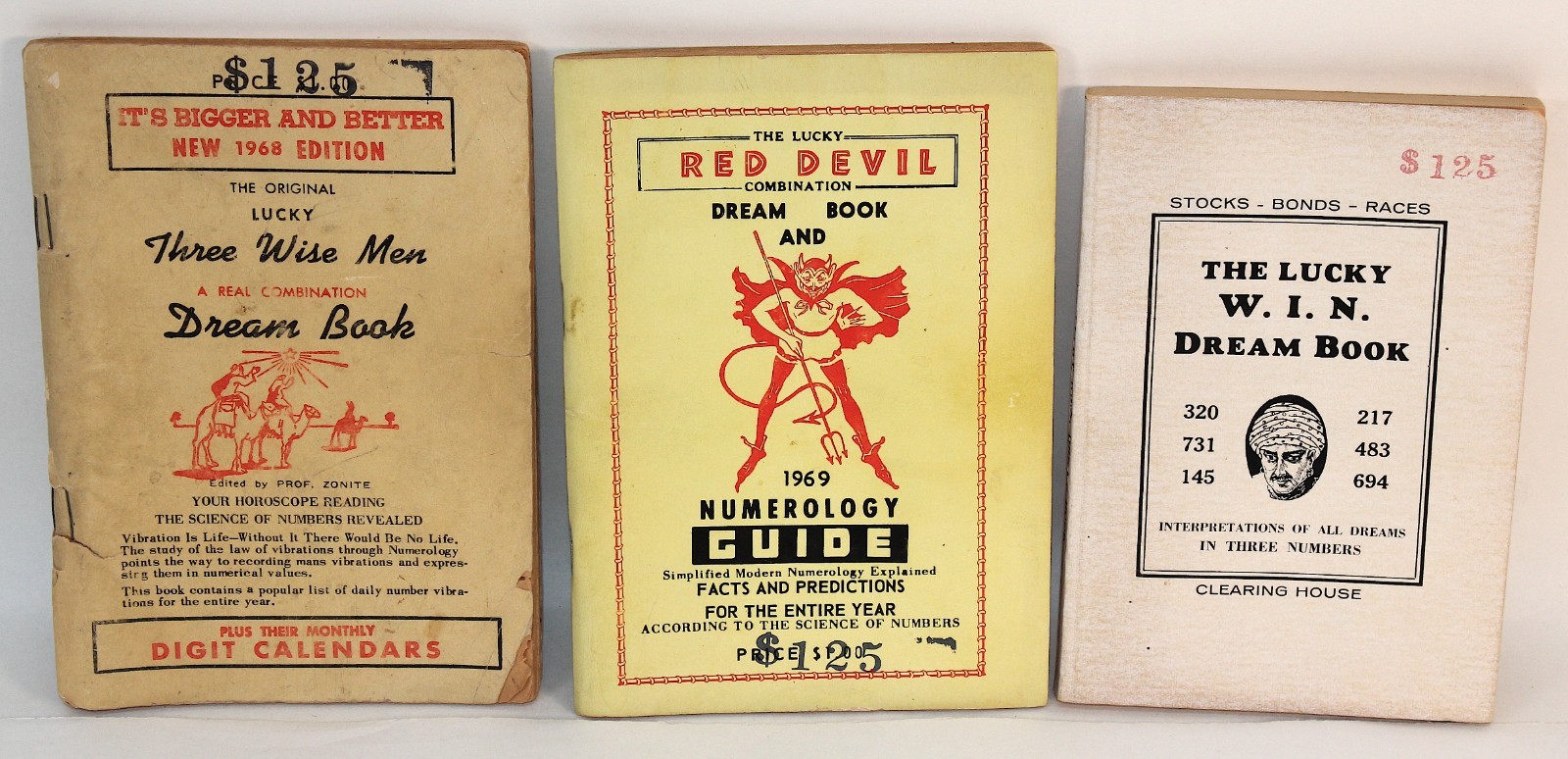 3 Rare 60’s Dream Numerology Books • LUCKY WIN, RED DEVIL & THREE WISE MEN