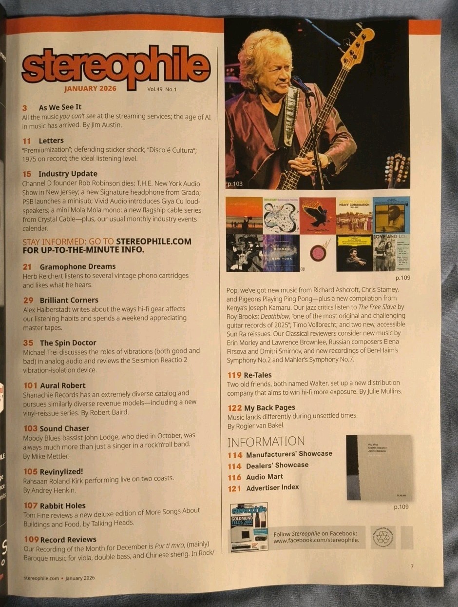 Stereophile Magazine January 2026 Vol Volume 49 No Issue 1 NEW GOLDMUND TELOS