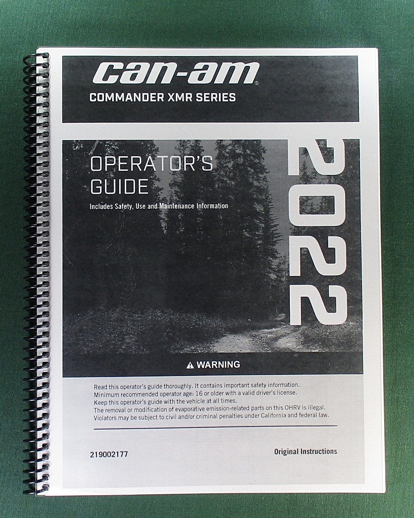 2022 Can-Am Commander XT mr 1010R Owner’s Manual: 194 Pages & Protective Covers!