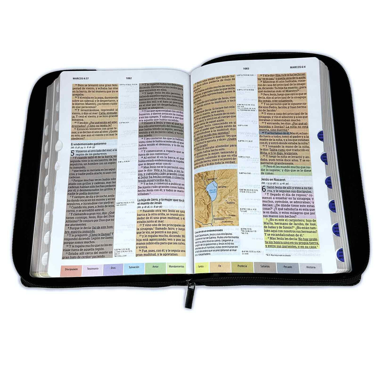 Biblia de Estudio Arco Iris con Cierre RV1960 imit piel negro con indice