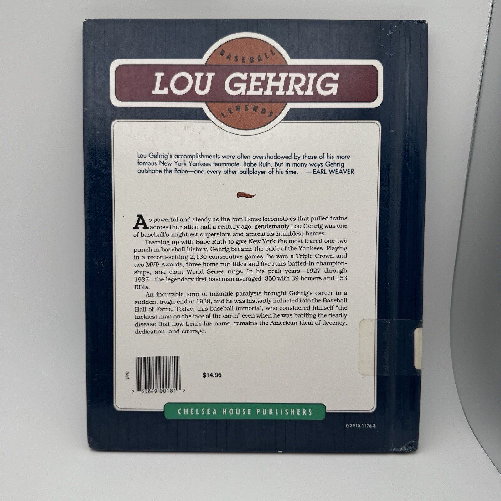 Lou Gehrig + New York Yankees Book MLB Baseball History ~ 2 Library Copy Books