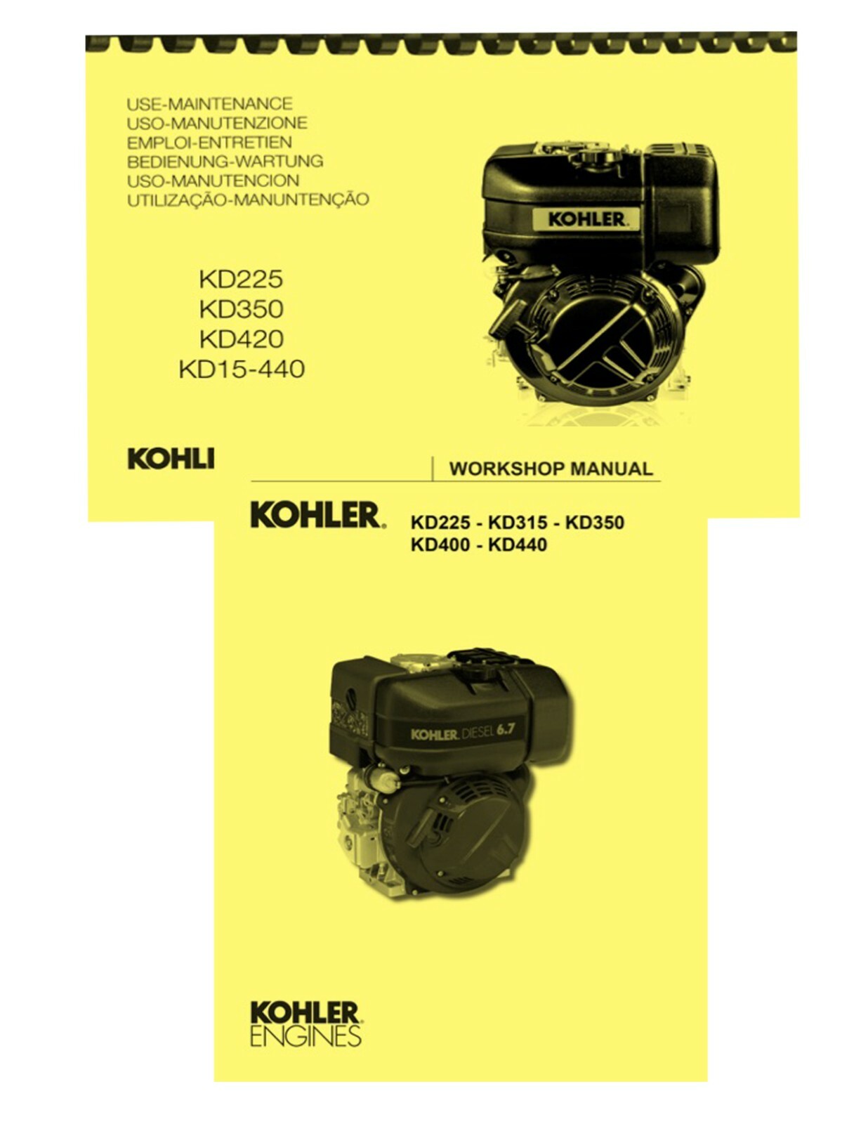 Kohler KD225 315 350 420 400 440 2-in-1 OWNER’S MANUAL & SERVICE WORKSHOP MANUAL
