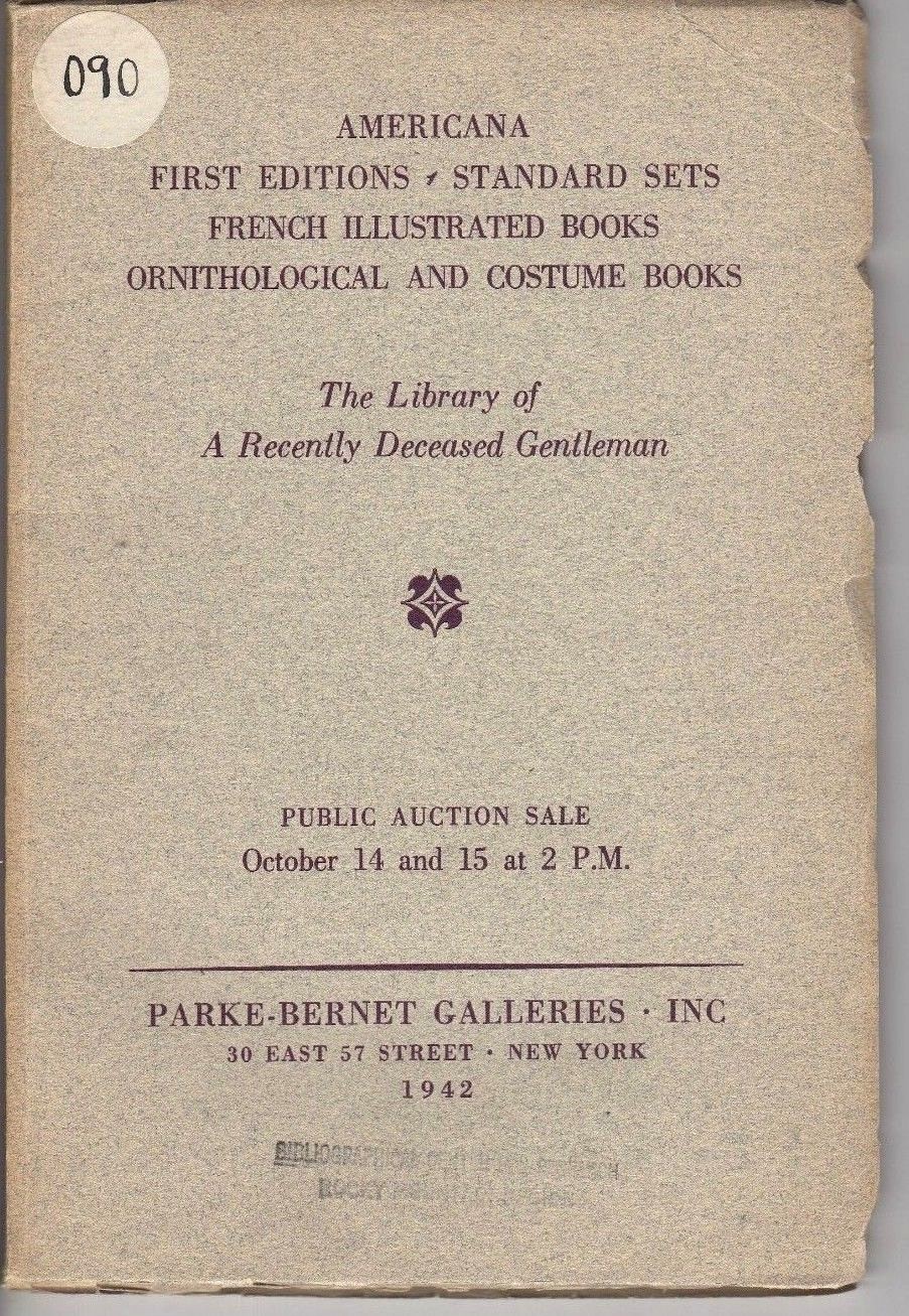 1942 Auction Catalog-Books-Americana-French Illustrated-First Editions-Costume