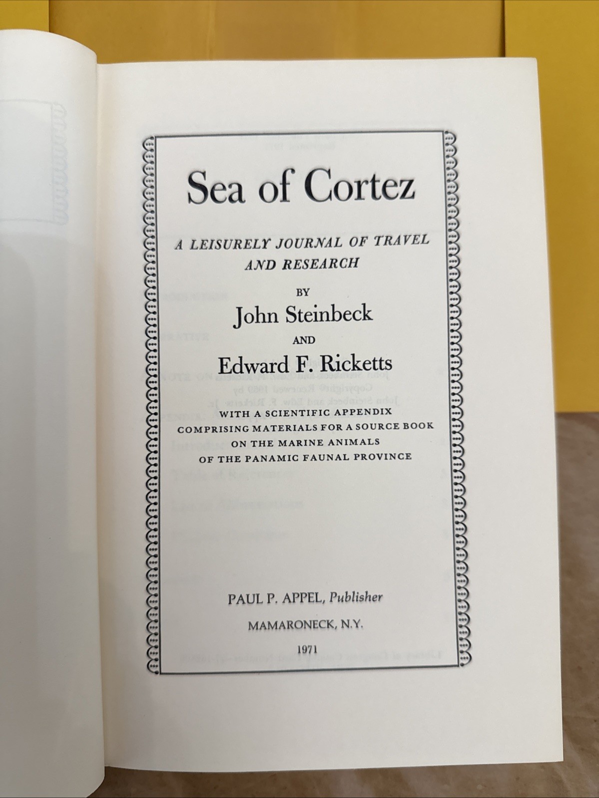 1971 THE SEA OF CORTEZ: JOURNAL OF TRAVEL/RESEARCH, Steinbeck, Ricketts HCDJ