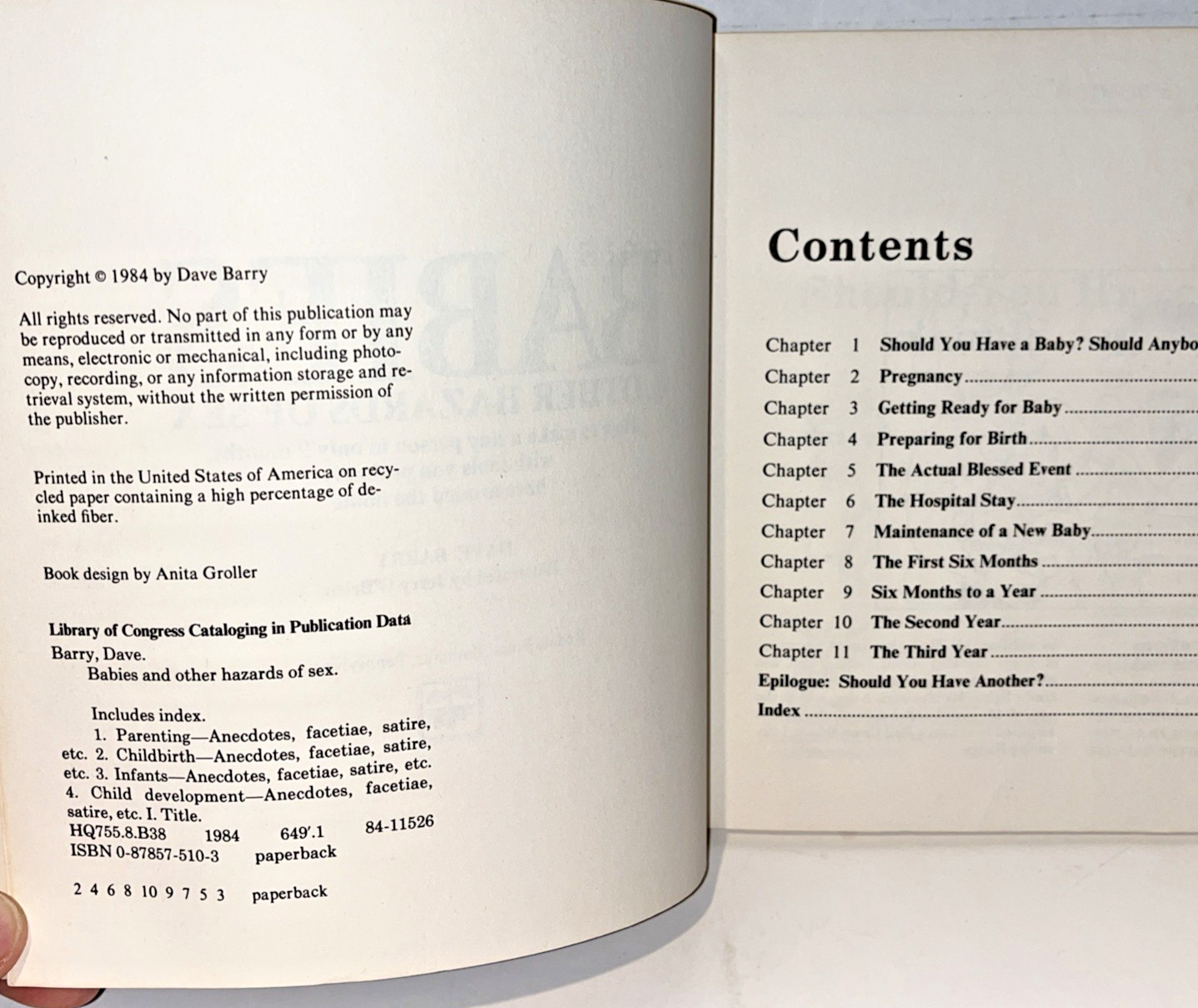 Signed Dave Barry Babies & Other Hazards 1984 Collection Of Humor Essays Comedy