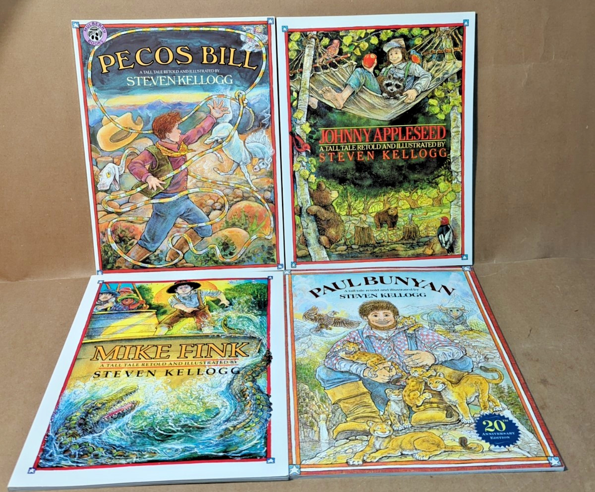 Vintage Steven Kellogg Tall Tales PB Book Set: Mike, Johnny, Pecos, & Paul
