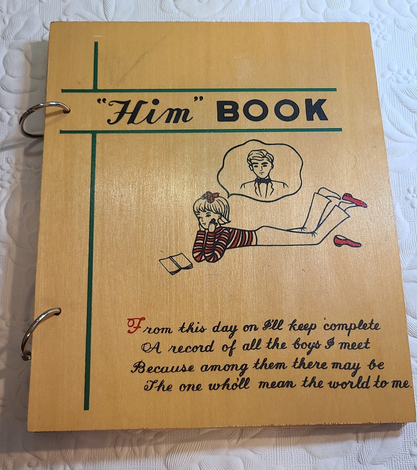 Vintage 1940s “HIM” Book” Wooden Cover Boards 14 Clean Pages Signed VG Japan